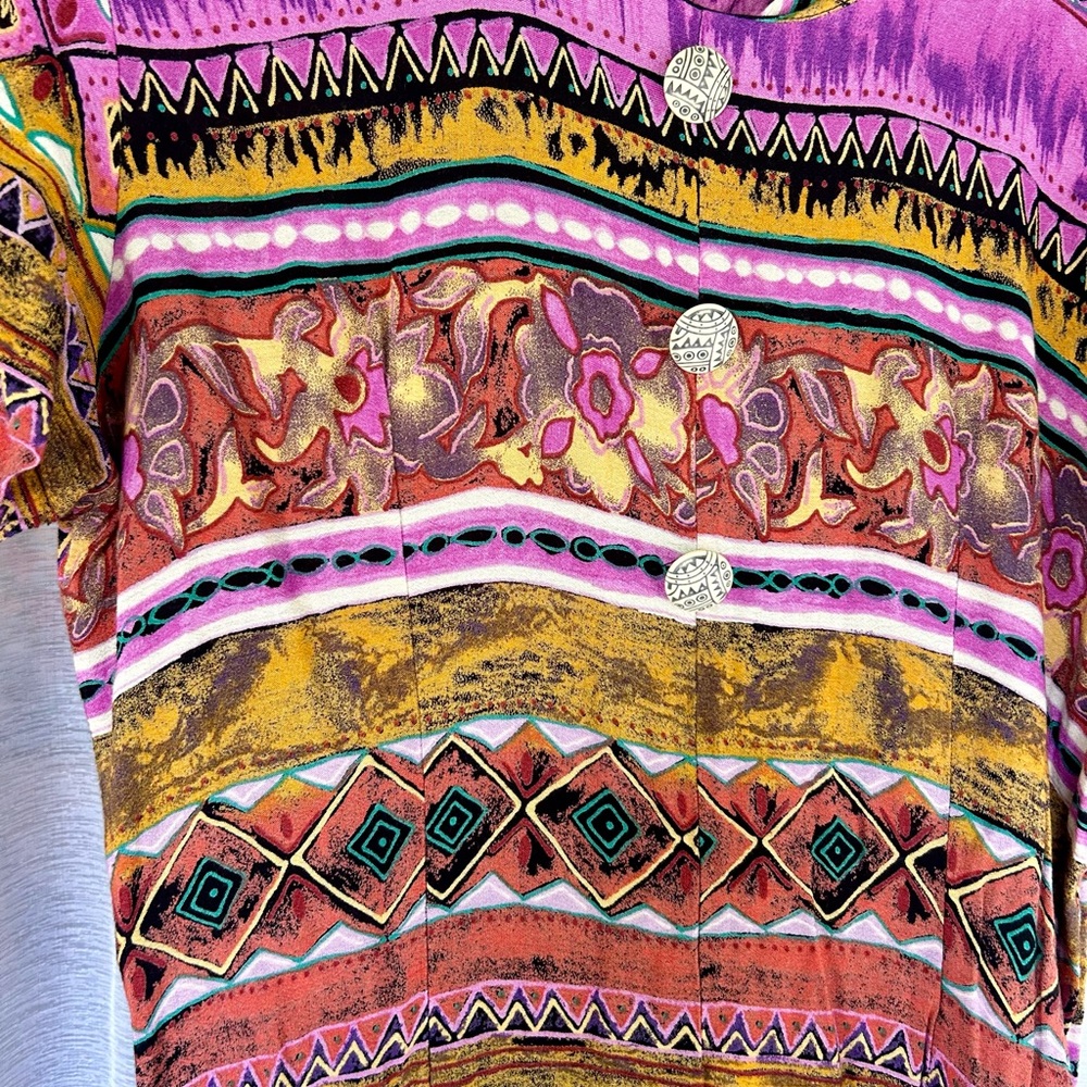 Nina Piccalino colorful vintage Aztec print maxi dress size 16 - Picture 3 of 8